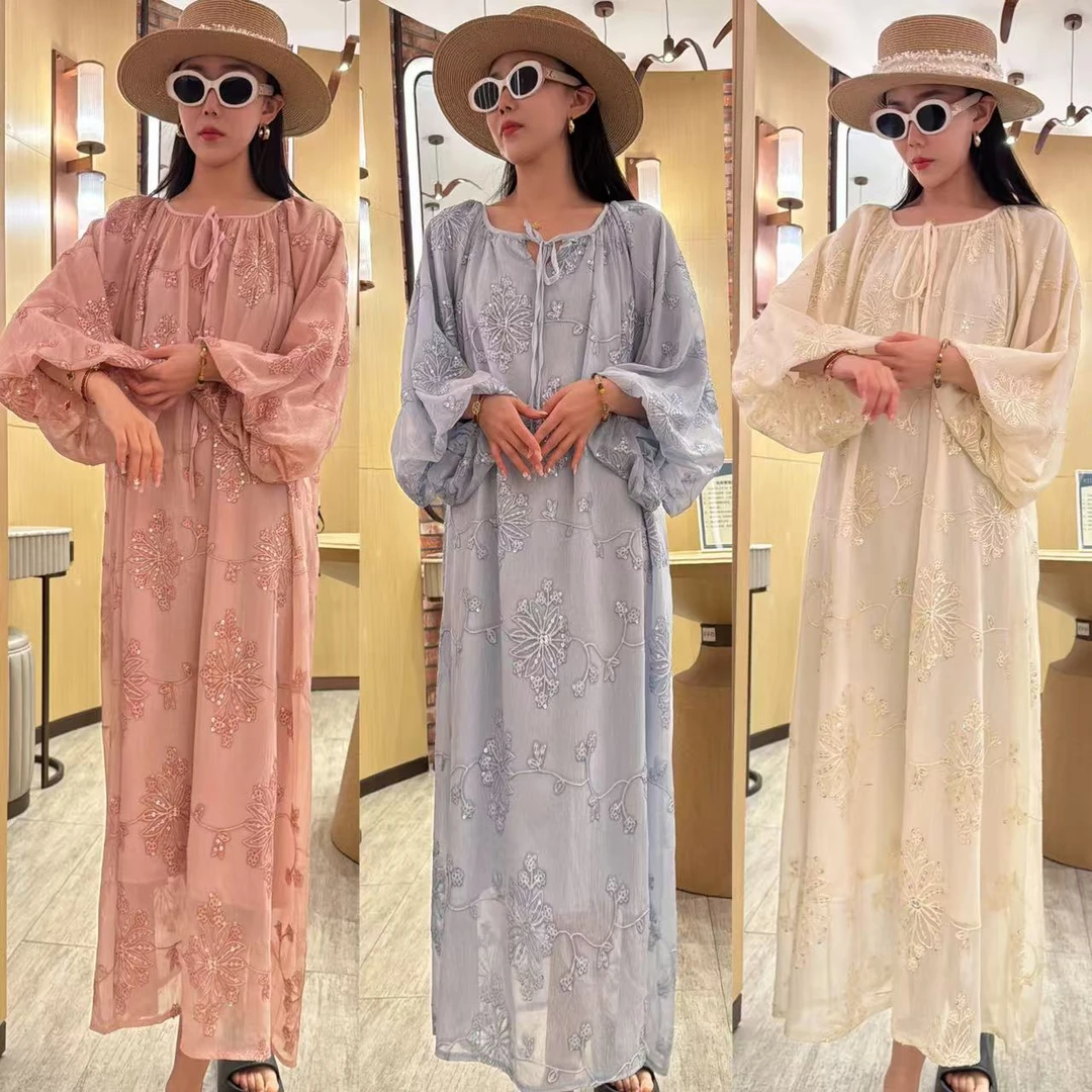 8540新款气质时尚重工刺绣亮片连衣裙