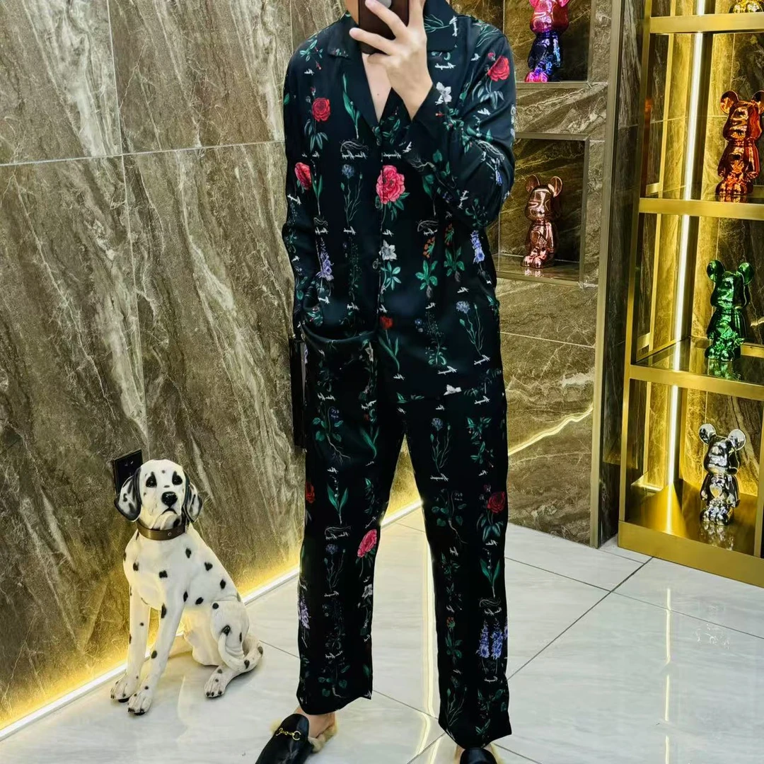 【9163】可外穿丝滑舒适家居服睡衣套装男士时尚休闲轻薄透气