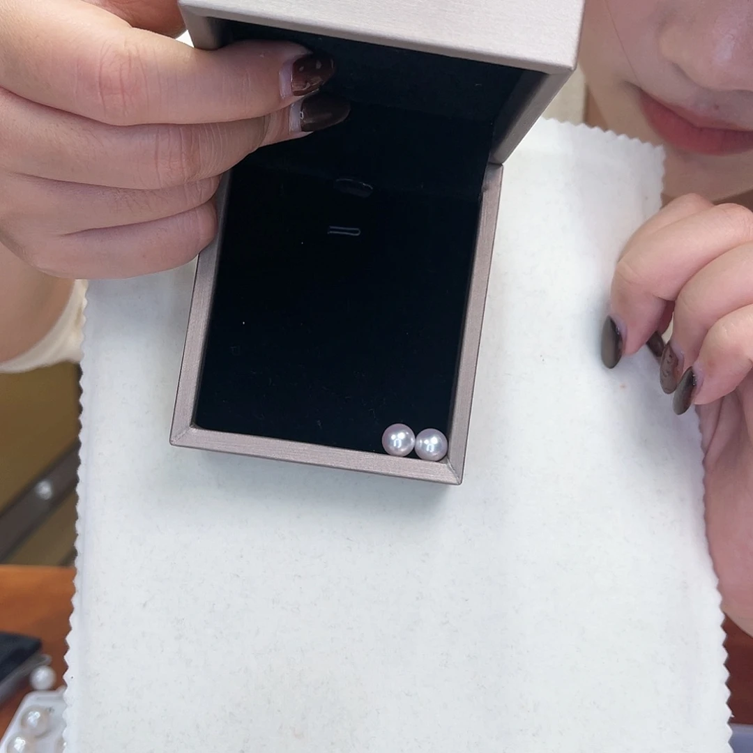 淡水珍珠耳饰银S925镶嵌akoya8.5-9mm