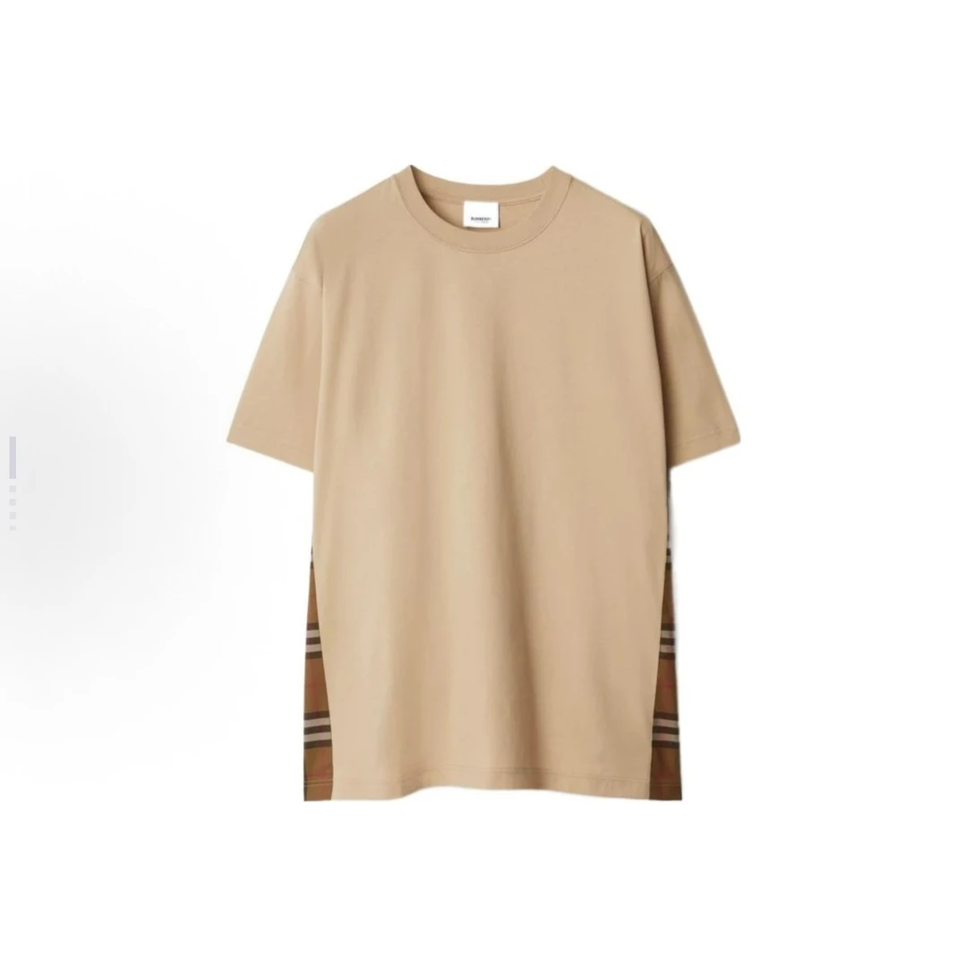 未使用 BURBERRY/博柏利 新款侧边格纹短袖/M码/Y4035