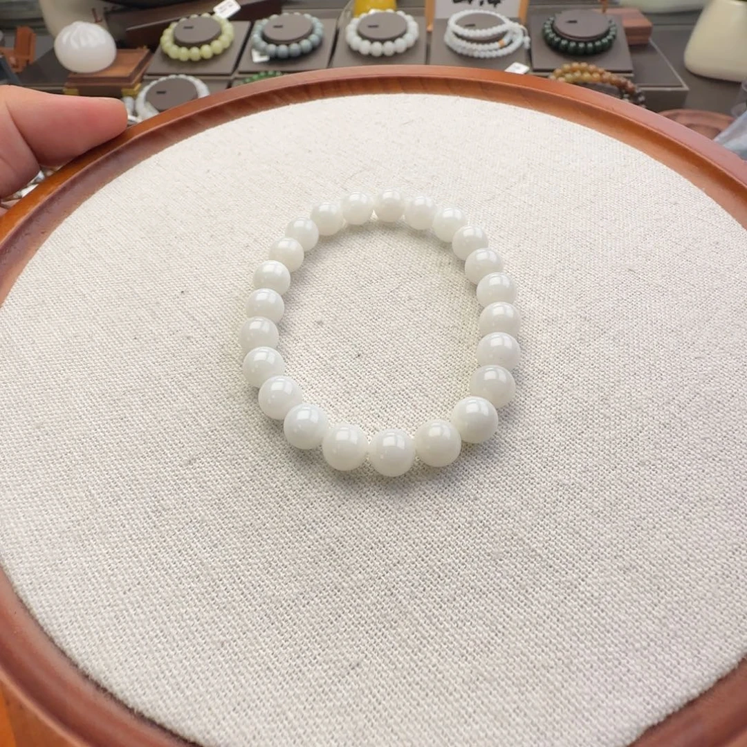 和田玉未镶嵌手链卡8白玉，9