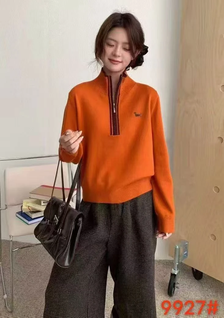 9927秋冬立领半拉链毛衣针织衫休闲百搭短款针织衫