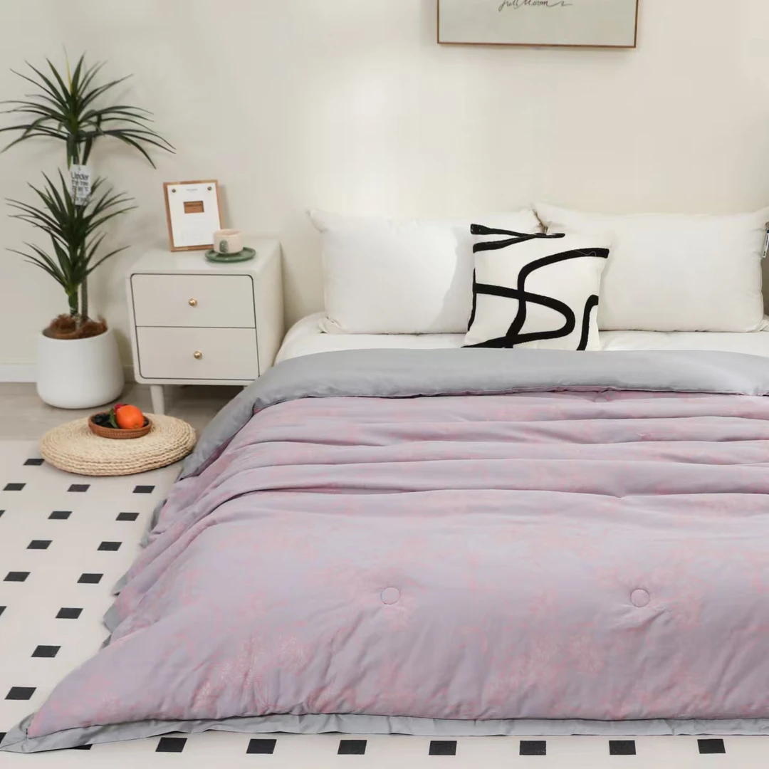 （紫韵花梦）2.0M*2.3M高端双层纱纯棉柔然亲肤可机洗蚕丝被