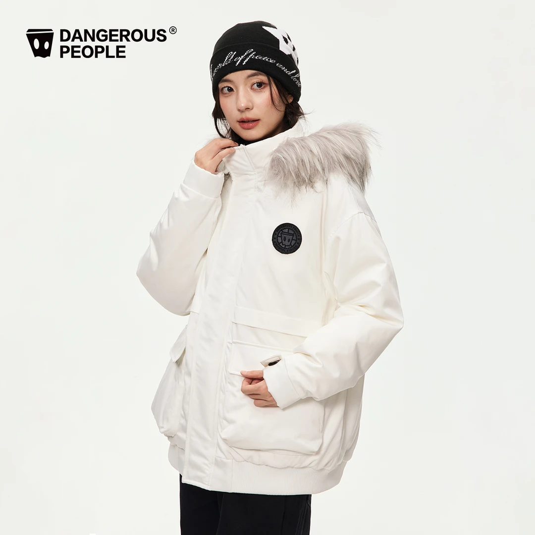 Dangerouspeople薛之谦dsp立体绣花时尚毛领潮流百搭派克羽绒服