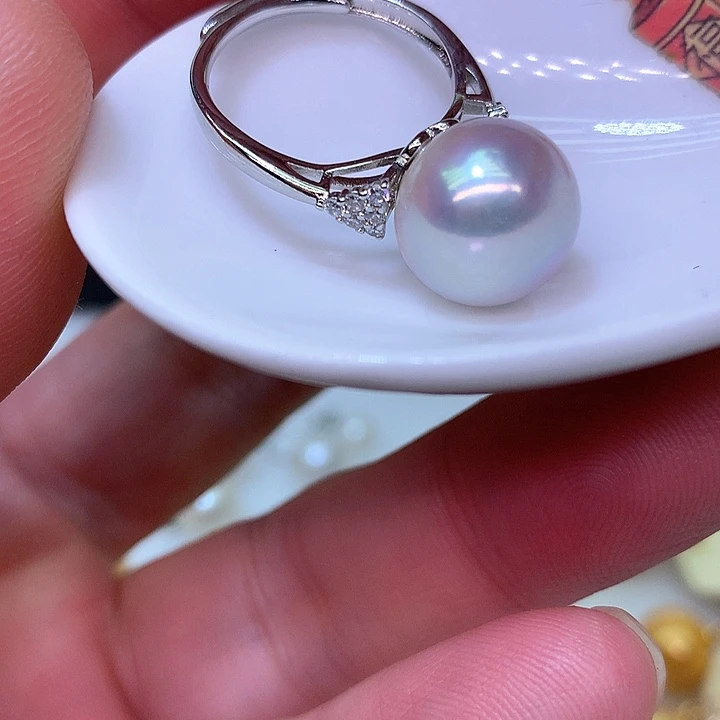 银S925镶嵌耳饰淡水珍珠