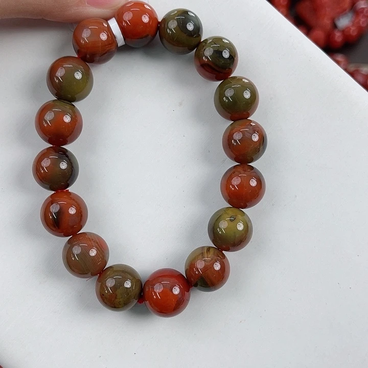 创***新南红玛瑙未镶嵌大山包典藏级包浆圆珠单圈13mm