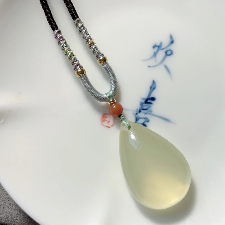 天然黄水晶水滴挂件