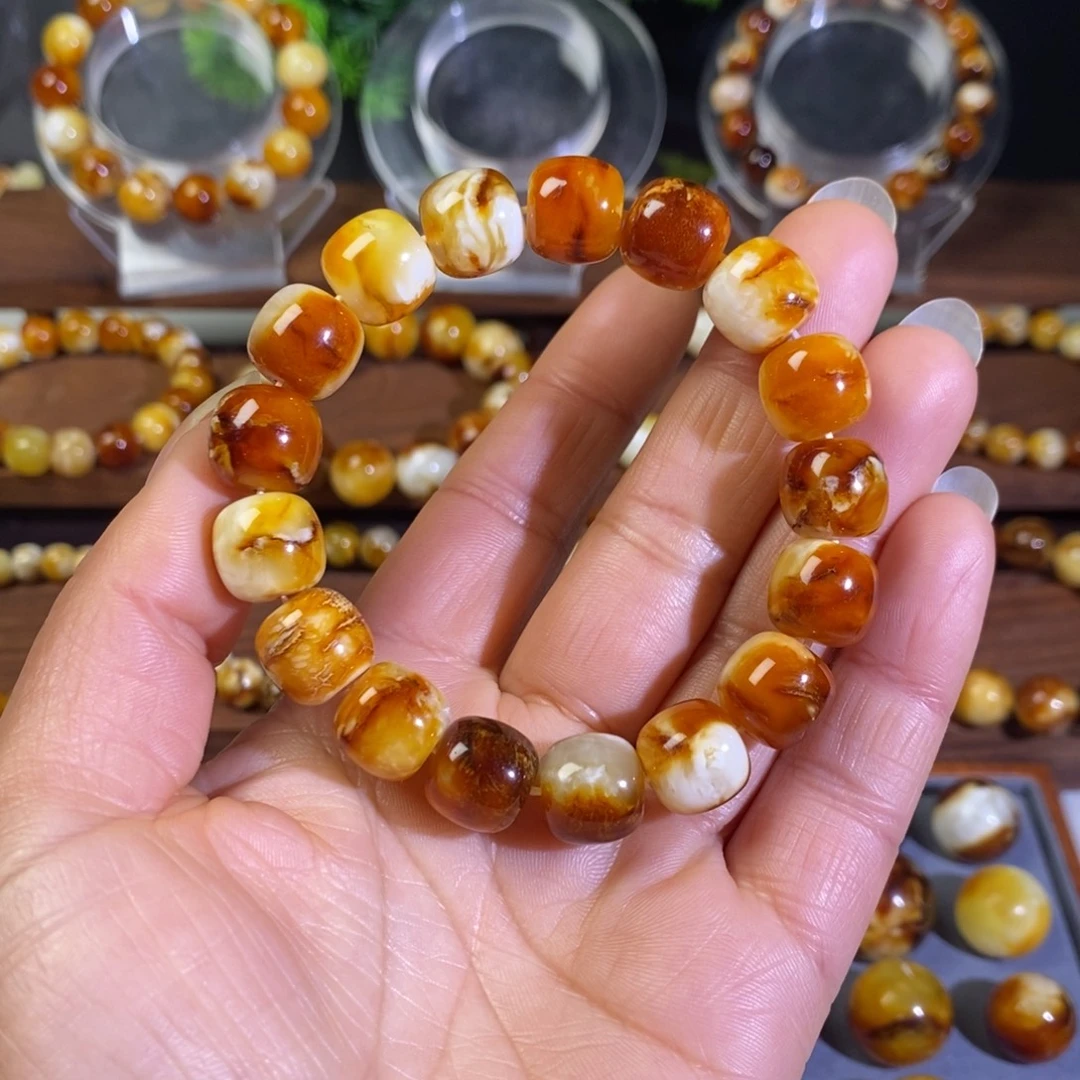 蜜蜡未镶嵌裸石天然沁色蜜蜡老型手串12➕mm