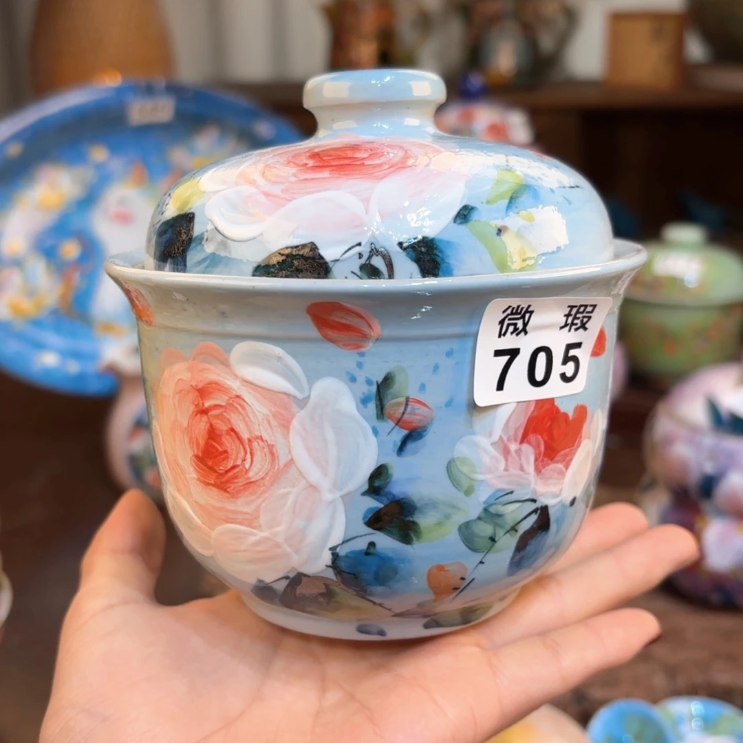 景德镇手绘高温釉下彩陶瓷茶具
