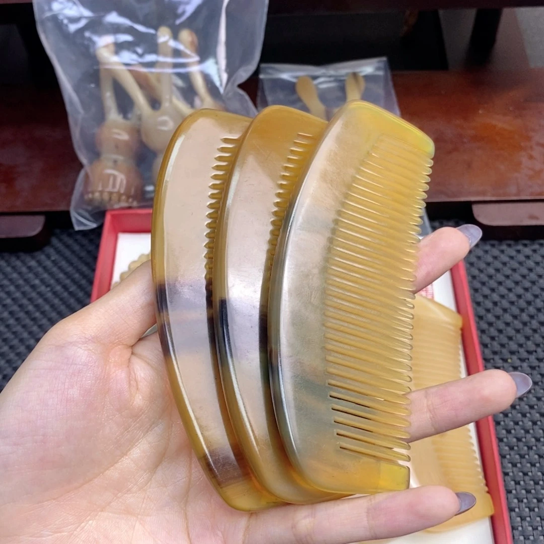 纯手工制作纯牛角梳子
