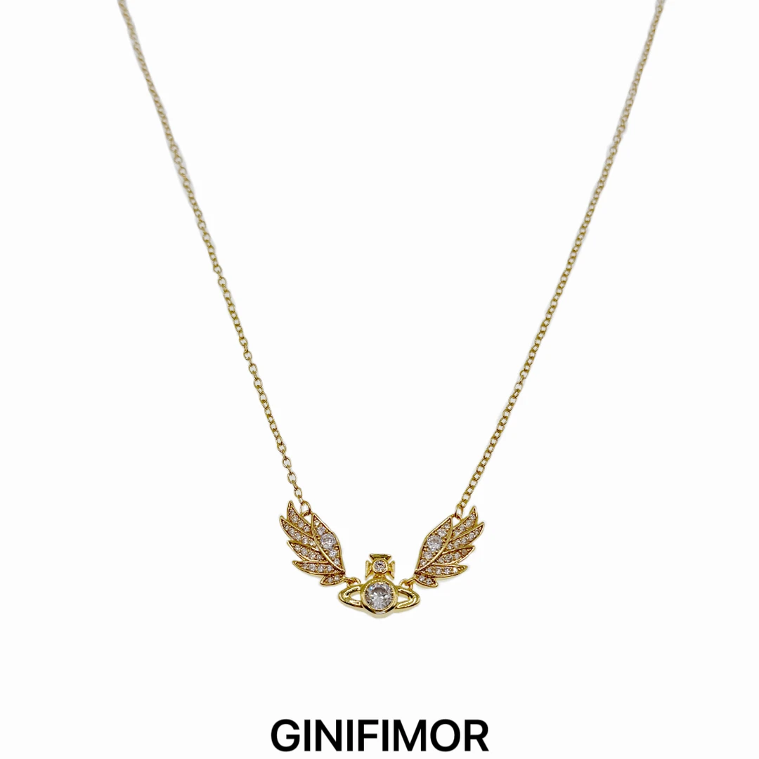 GINIFIMOR 铜合金项链 a837 西太后小翅膀土星项链百搭气质锁骨链
