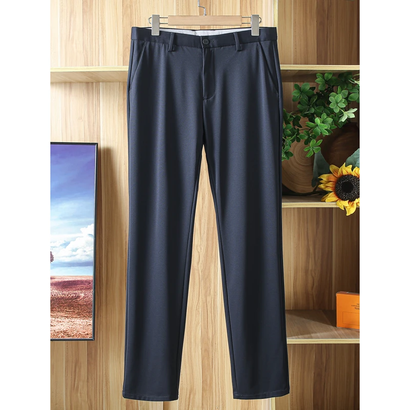 H系撤柜男裤深藏青男士休闲裤夏季薄款垂感免烫商务直筒裤