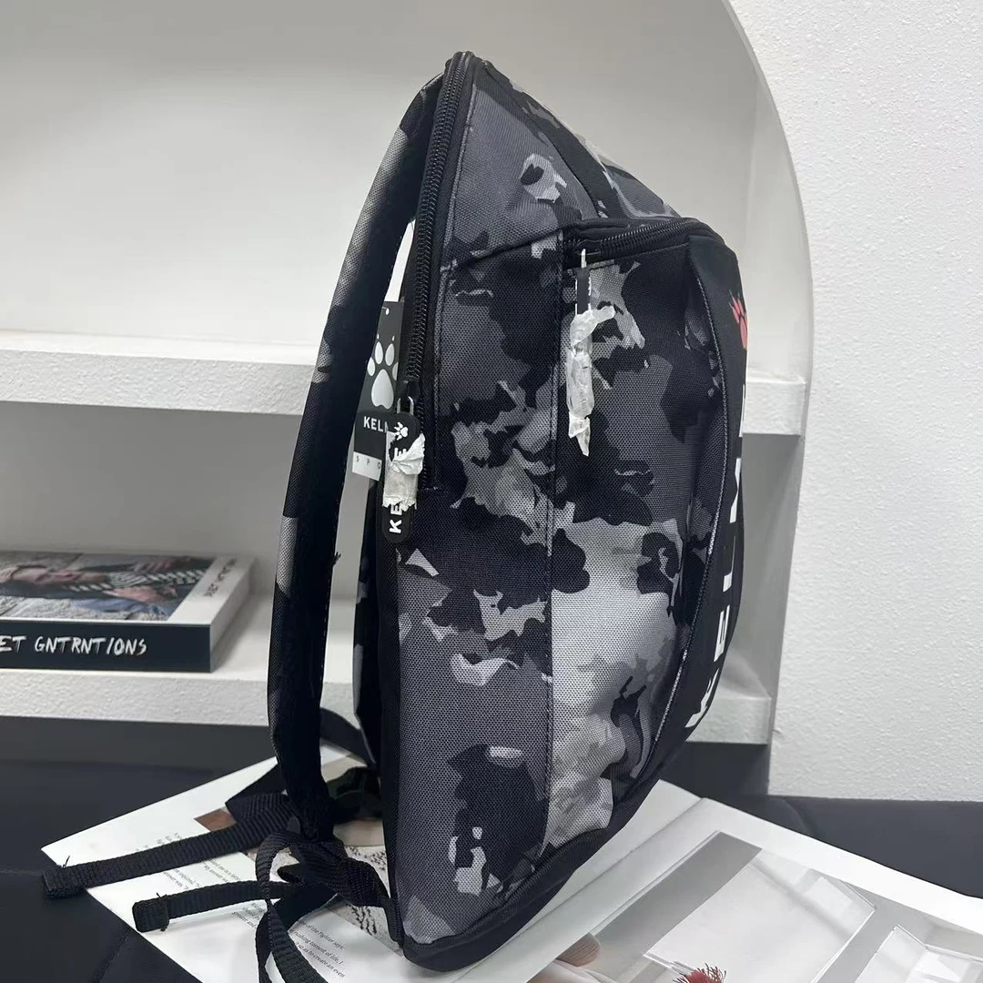 单肩斜跨运动背包可收纳排足球头盔适合学生的网袋CF-0011-黑灰色