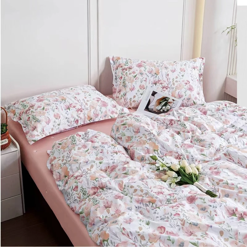 四件套100全棉1.8米床纯棉床单被套学生宿舍三件套简约床上用品