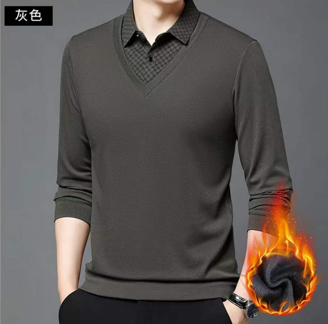 2433男士假两件套加绒上衣-A121