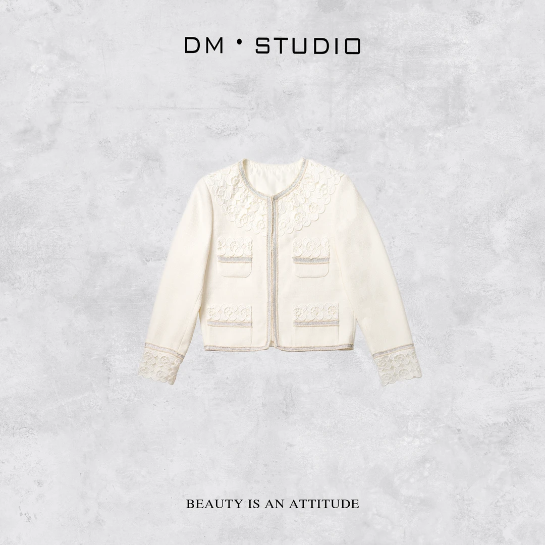 -DM•STUDIO/气质宫廷风重工钩花蕾丝花边小香外套（W250281）