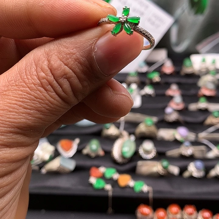 翡翠银S925镶嵌戒指