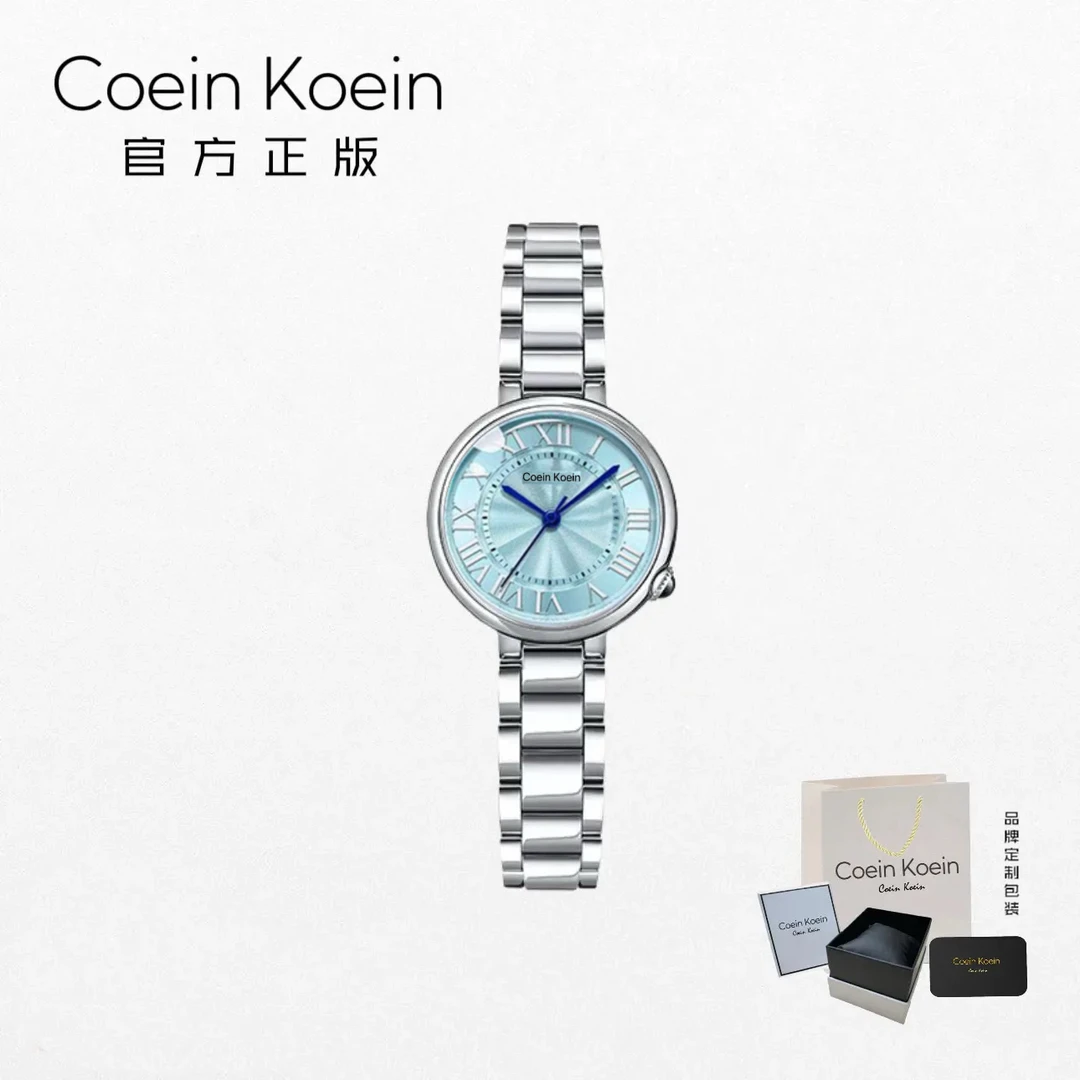 Coein Koein【官方正版】CK1899-碎冰糖商务蓝针菱形镜面女士手腕表