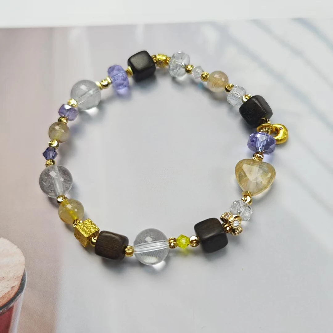 【心心如愿】金发晶爱心白水晶香香手链8+(多样发其一) AX118