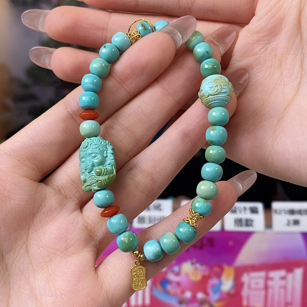 绿松石18K金镶嵌珠宝奇石