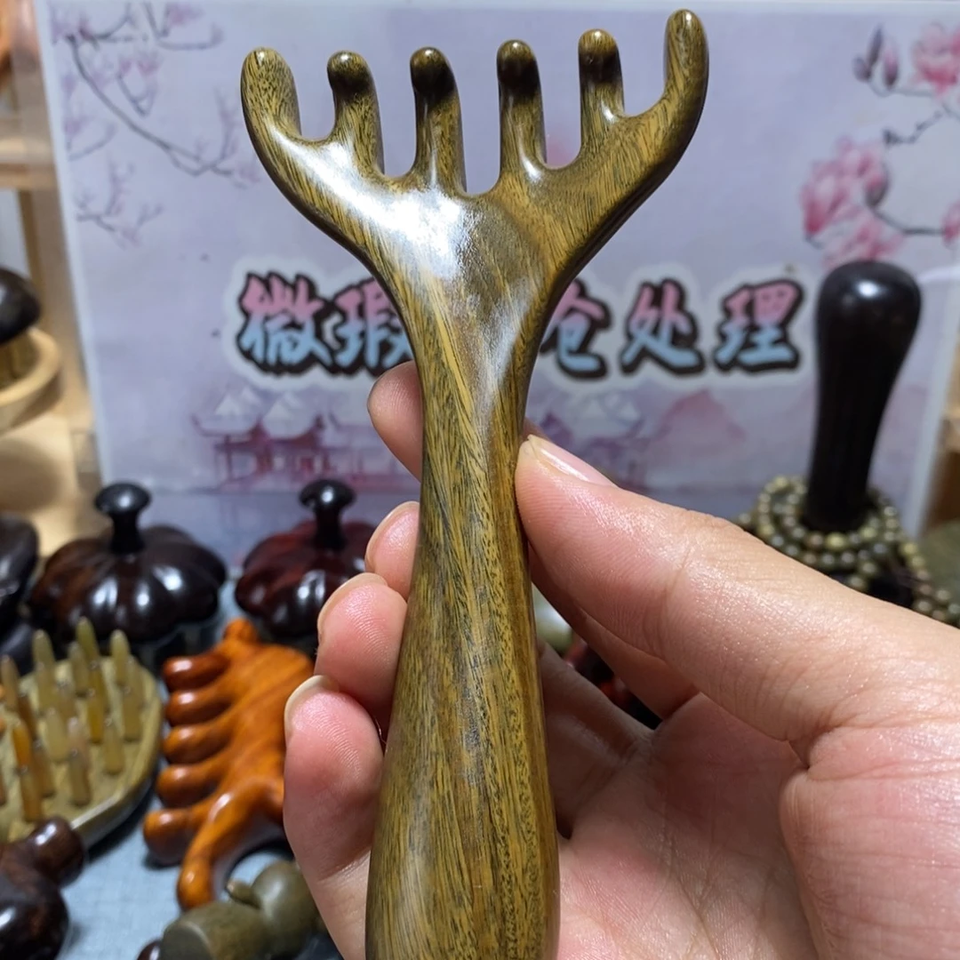 微瑕绿檀木六齿钉耙