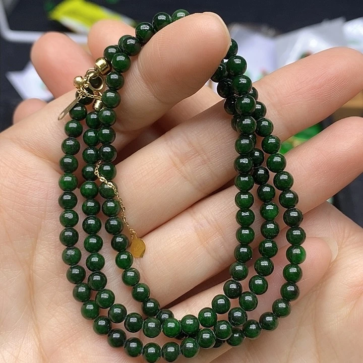 翡翠颈饰18K金镶嵌天然翡翠