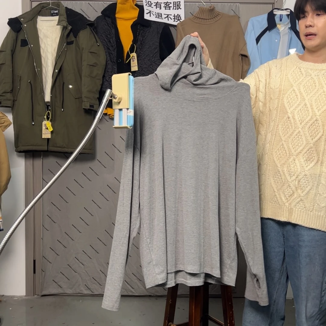 潮流时尚灰色连帽打底m码