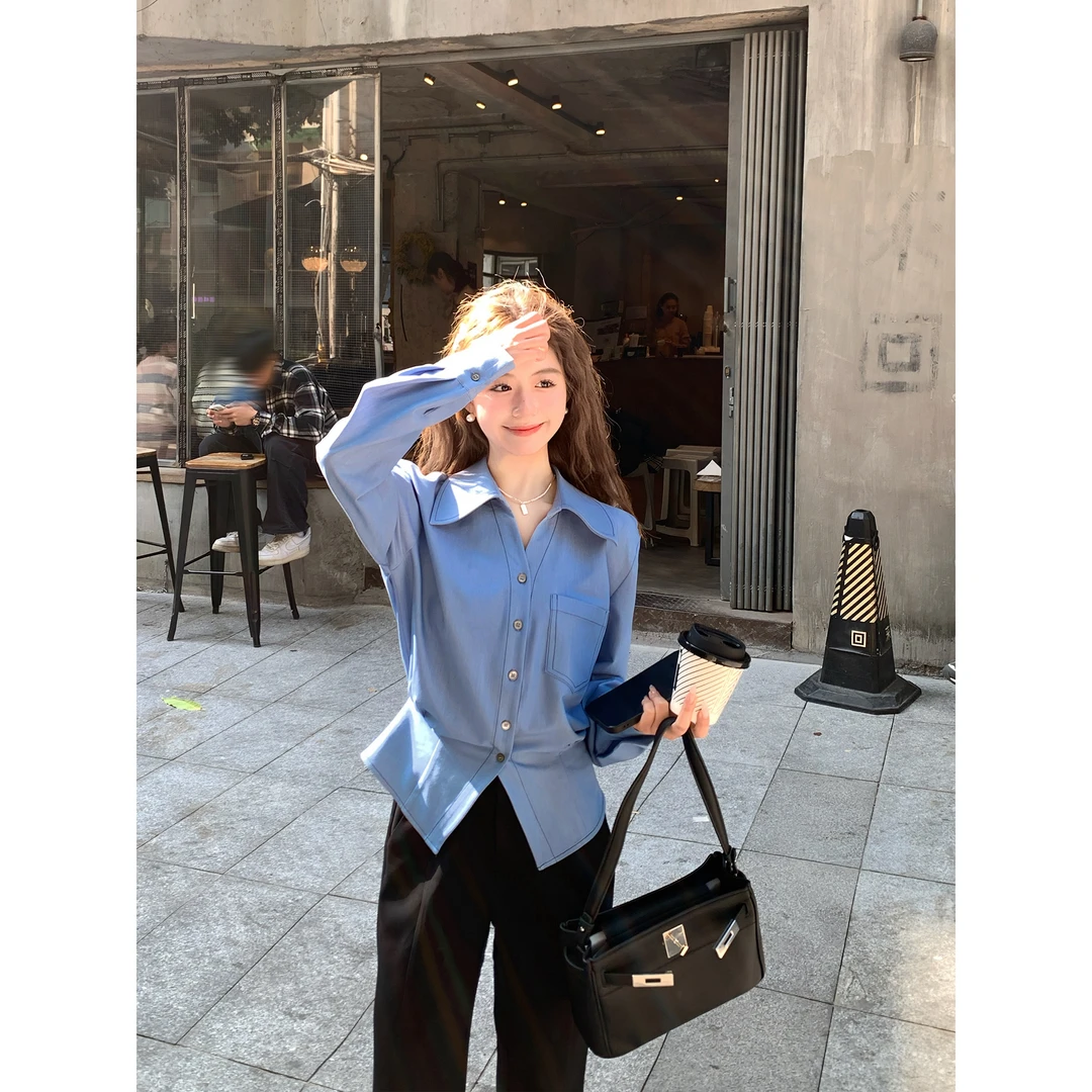 切糕【北欧海岛】小个子衬衣女时尚气质小众洋气长袖衬衫