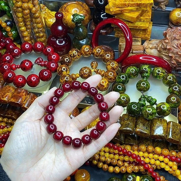 松木琥珀木文玩手串