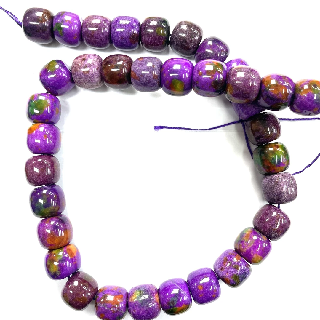 A193号12mm紫黄绿三色直切珠半成品链子