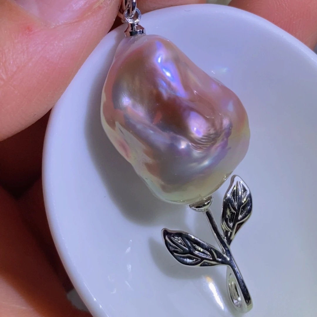 银S925镶嵌天然淡水珍珠淡水珍珠