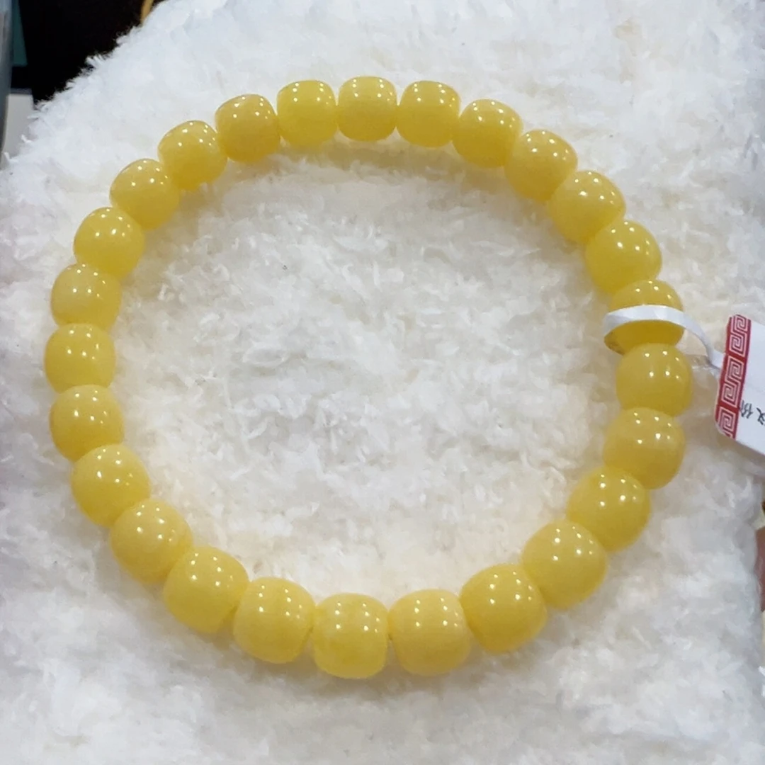 蜜蜡手链未镶嵌8m奶黄满蜡顺
