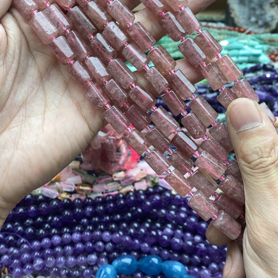 玛瑙/玉髓未镶嵌珠宝半成品一条天然葡萄石桶珠