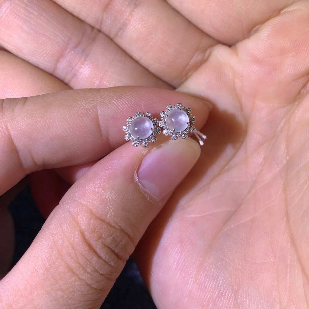 翡翠18K金镶嵌耳饰翡翠