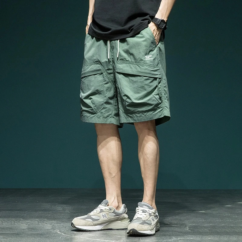 夏季爆款冰丝大口袋速干短裤男宽松大码户外山系薄款透气五分中裤