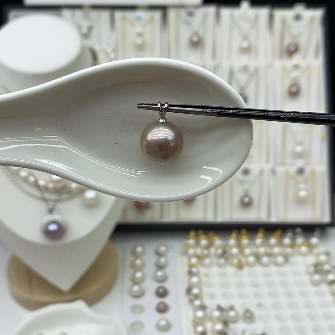 银S925镶嵌淡水珍珠吊坠(不含链)