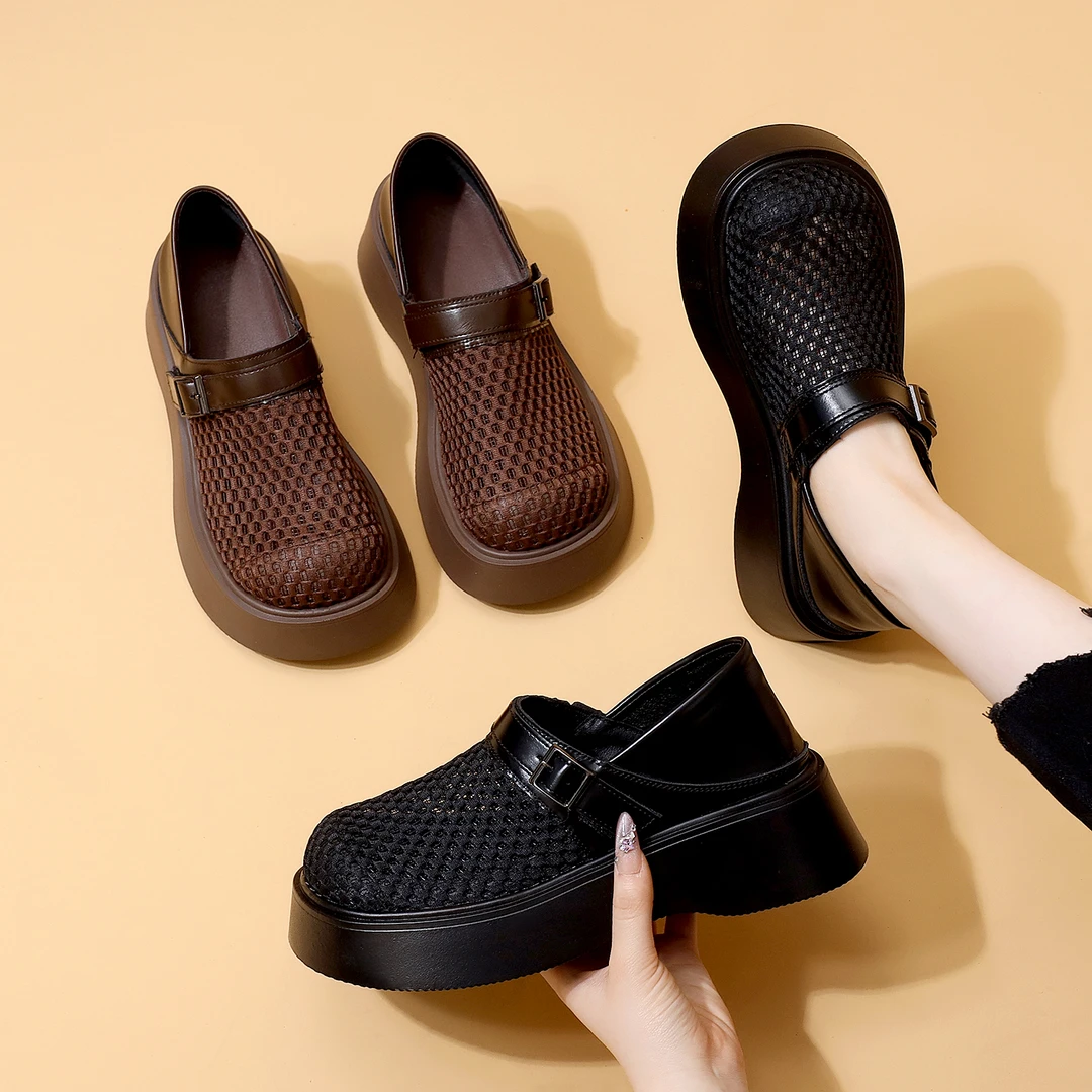 厚底包头网纱两穿半拖凉鞋女夏季2025年网纱透气勃肯新款网面时尚