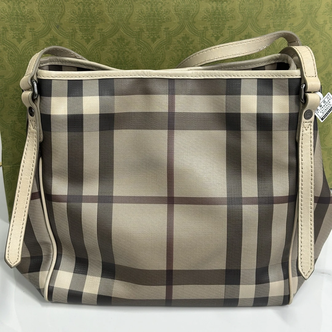 95新 BURBERRY/博柏利 Burberry 托特包购物包经典格纹 18002
