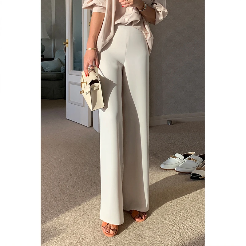 拖地裤子女2025新款夏天高腰直筒休闲裤小个子宽松垂顺微弹西装裤