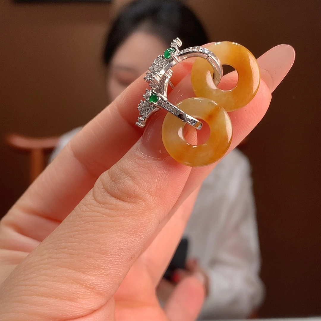 银S925镶嵌翡翠耳饰