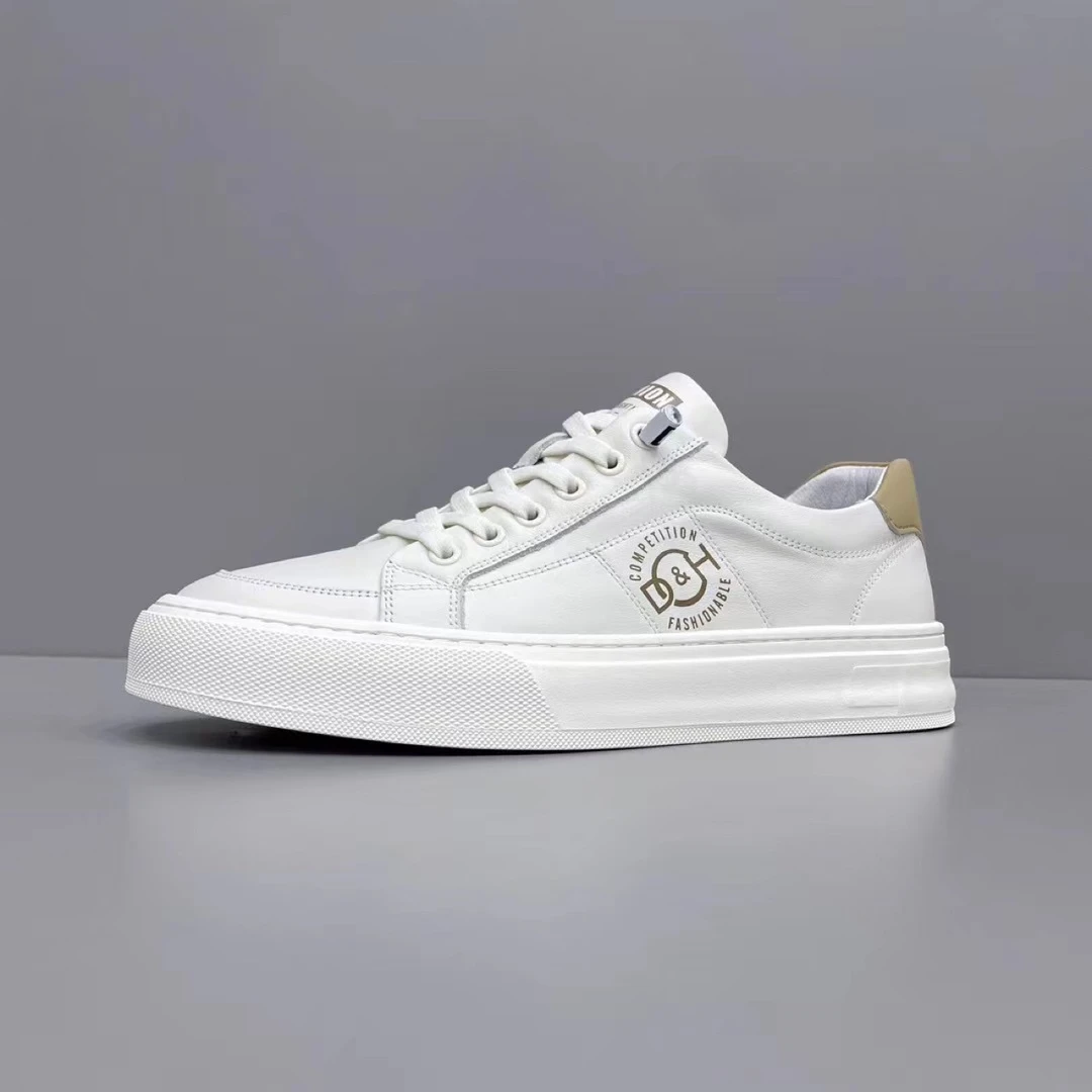 厂家直销欧洲站男鞋秋款透气真皮板鞋男百搭休闲鞋一脚蹬小白鞋