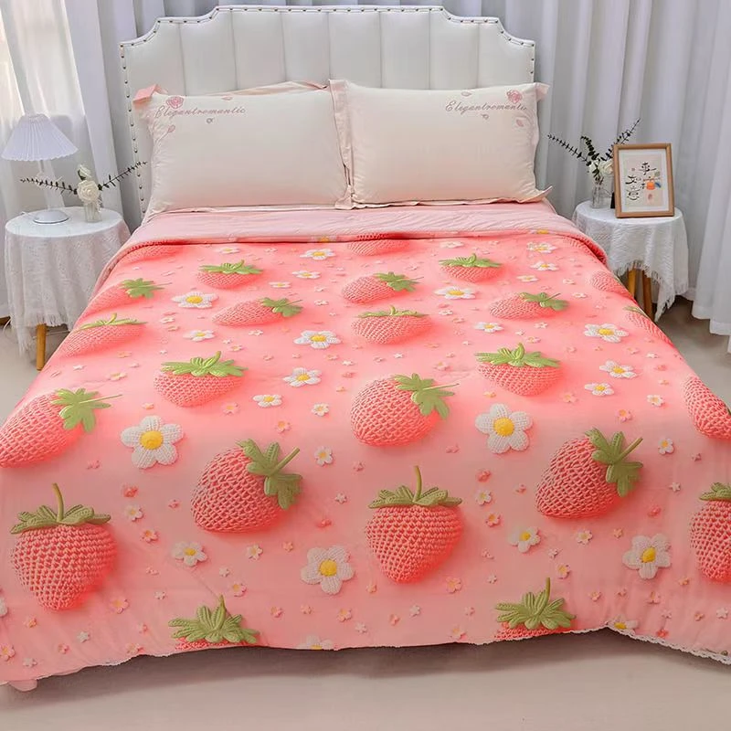 凉感超柔豆豆被凉感丝夏凉被5D浮雕印花夏季简约风化纤被空调被子