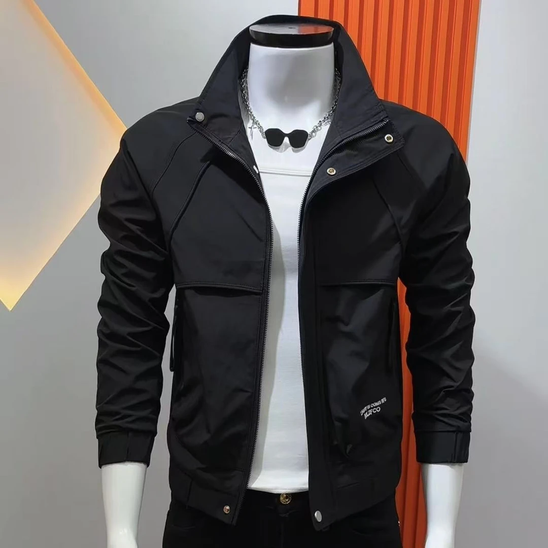 时尚潮流男士夹克外套高级简约秋季新款褂子休闲百搭韩版修身上衣