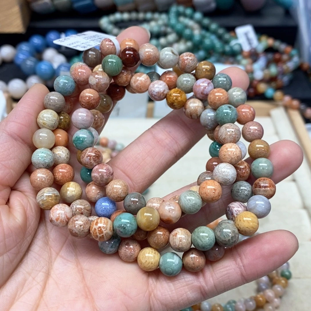 硅化珊瑚（珊瑚玉）手链未镶嵌444