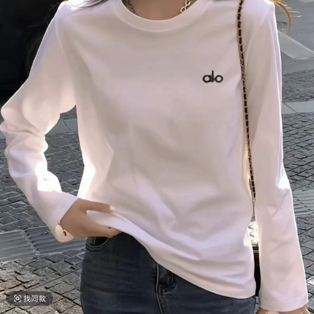 春秋长袖秋衣休闲透气上衣男女同款圆领印花T恤 小O