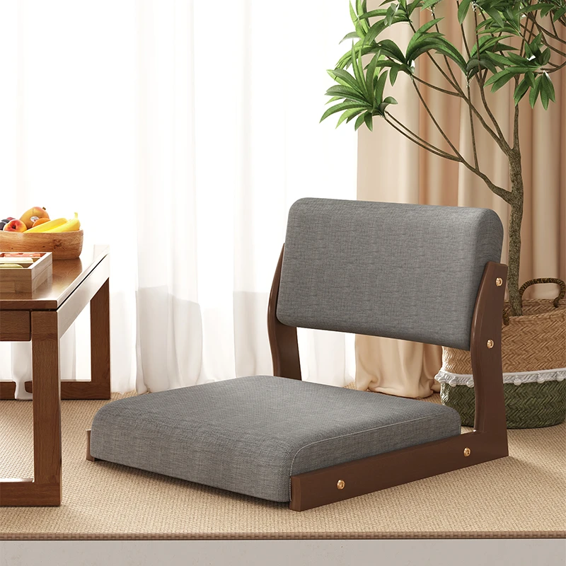 榻榻米懒人沙发实木飘窗椅卧室床上靠背椅阳台单人椅休闲椅无腿
