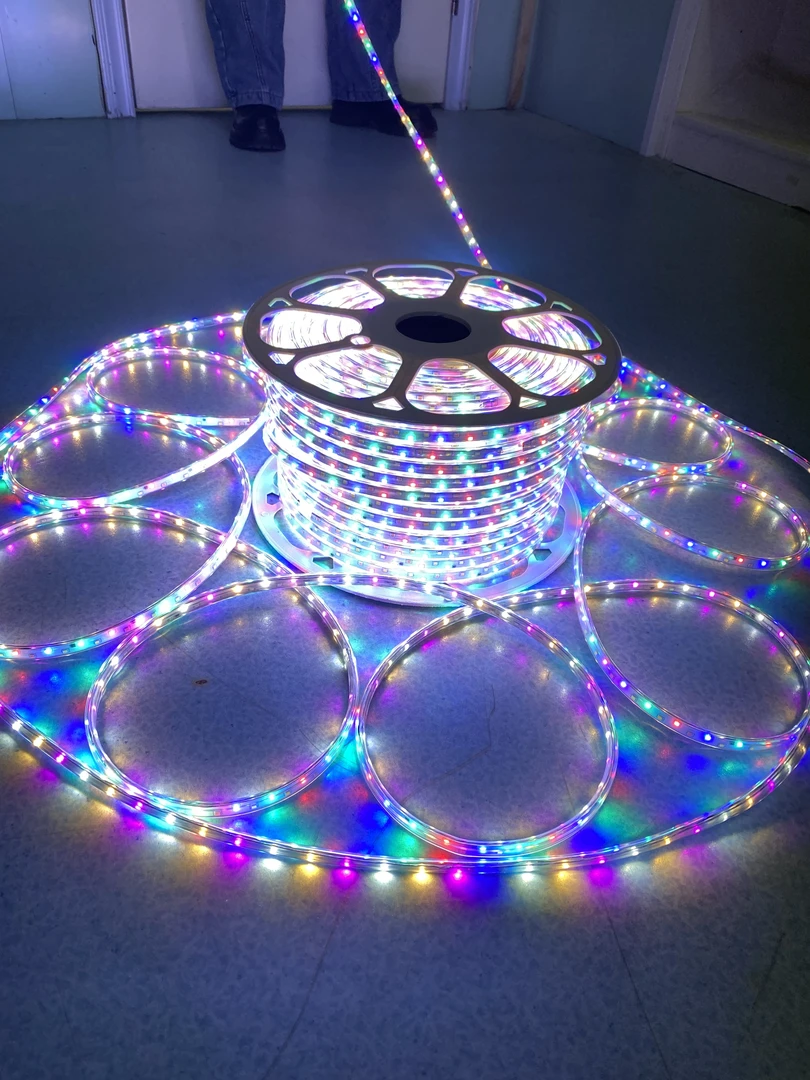跑马流水灯带192珠双面灯带防水220V五颜六色彩色变光灯带