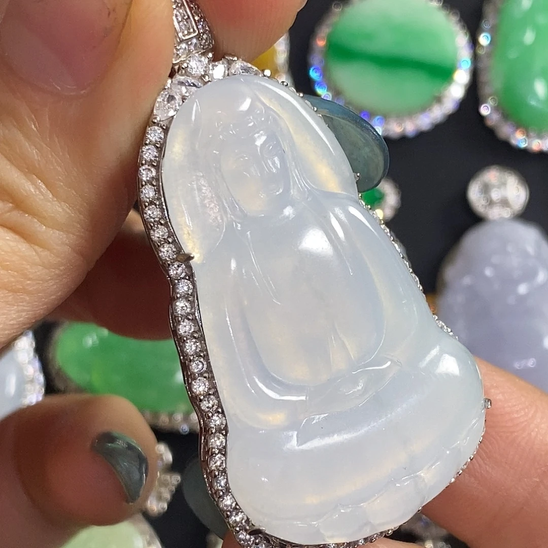 翡翠银S925镶嵌颈饰天然翡翠