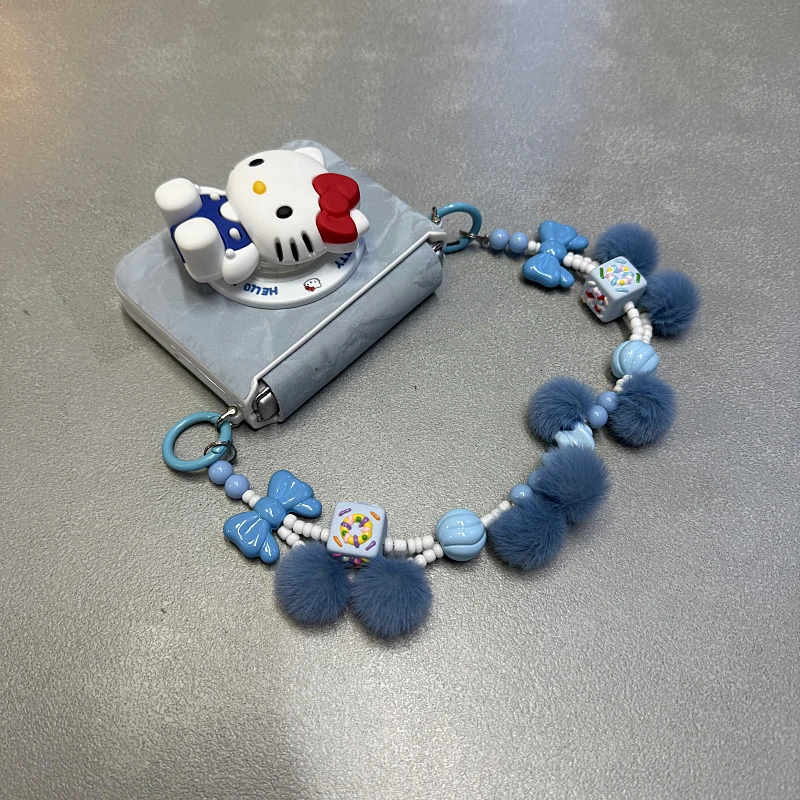 蓝雪山纹磁吸毛球手链适用三星zflip7/6折叠屏Purax手机壳pocket2