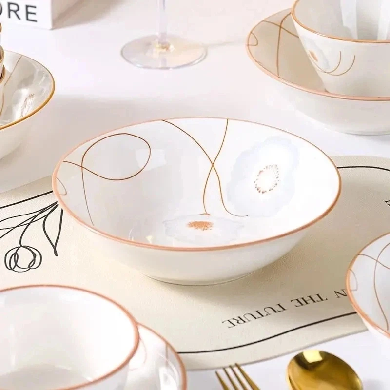 岁月静好6英寸4个装网红轻奢创意陶瓷简约大号日式大碗米家用